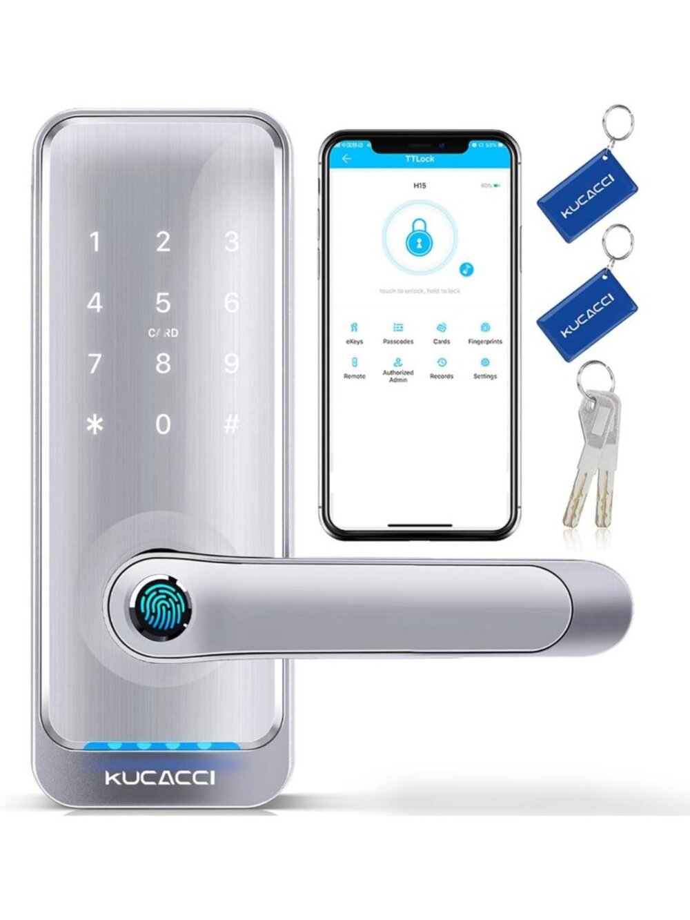Keypad Smart Door Lock with Handle: Kucacci Keyless Entry Smart Lock for Front